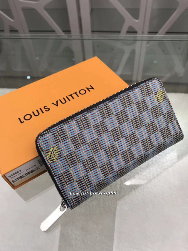 路易威登LV錢包 N68662蘭格 經典圖案浸潤霓虹色彩 Zippy拉鏈零錢包 LV長夾錢包 xxlv1912